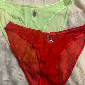 Aerie XL Sheer High Cut Bikini Set of 2 Christmas Panties